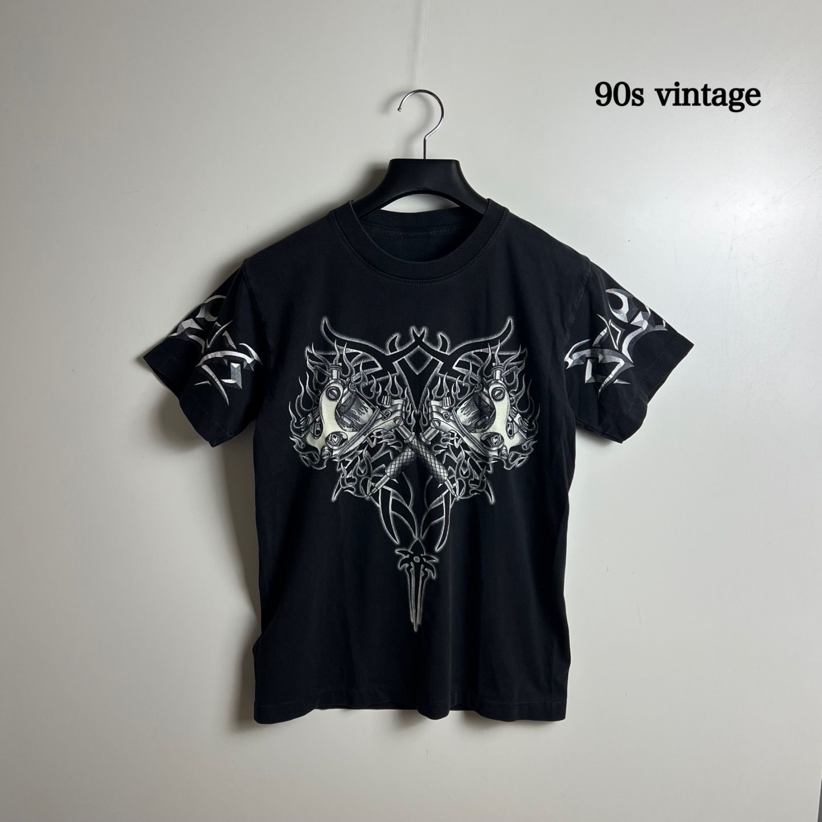 90s Gothic vintage TATOO art print Tee BLK ヴィンテージ タトゥー 