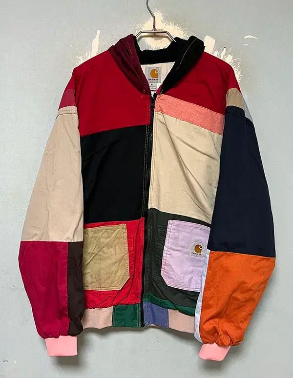 Carhartt FR 防炎キャンバス リメイク パッチワーク フード アクティブ ジャケット XL 105