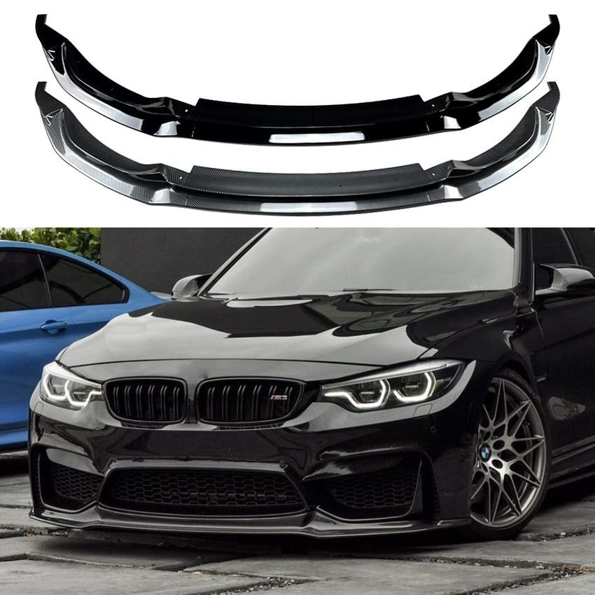 BMW 3シリーズ M3 F80 4シリーズ M4 F82 F83 2015-2020対応 フロントリップスポイラー フロントバンパー下部 外装パーツ ABS製 ピアノブラック カーボン調 前まわりを引き締めるスポーティデザイン ドレスアップ用