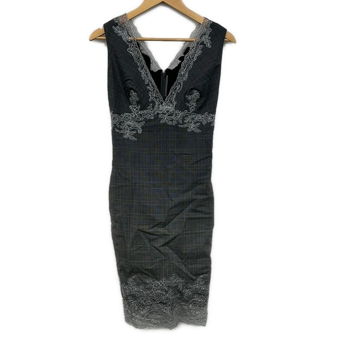 ERMANNO SCERVINO(エルマノシェルビーノ) ワンピース サイズ38 M レディース美品 - ダークグレー×グレー×白
