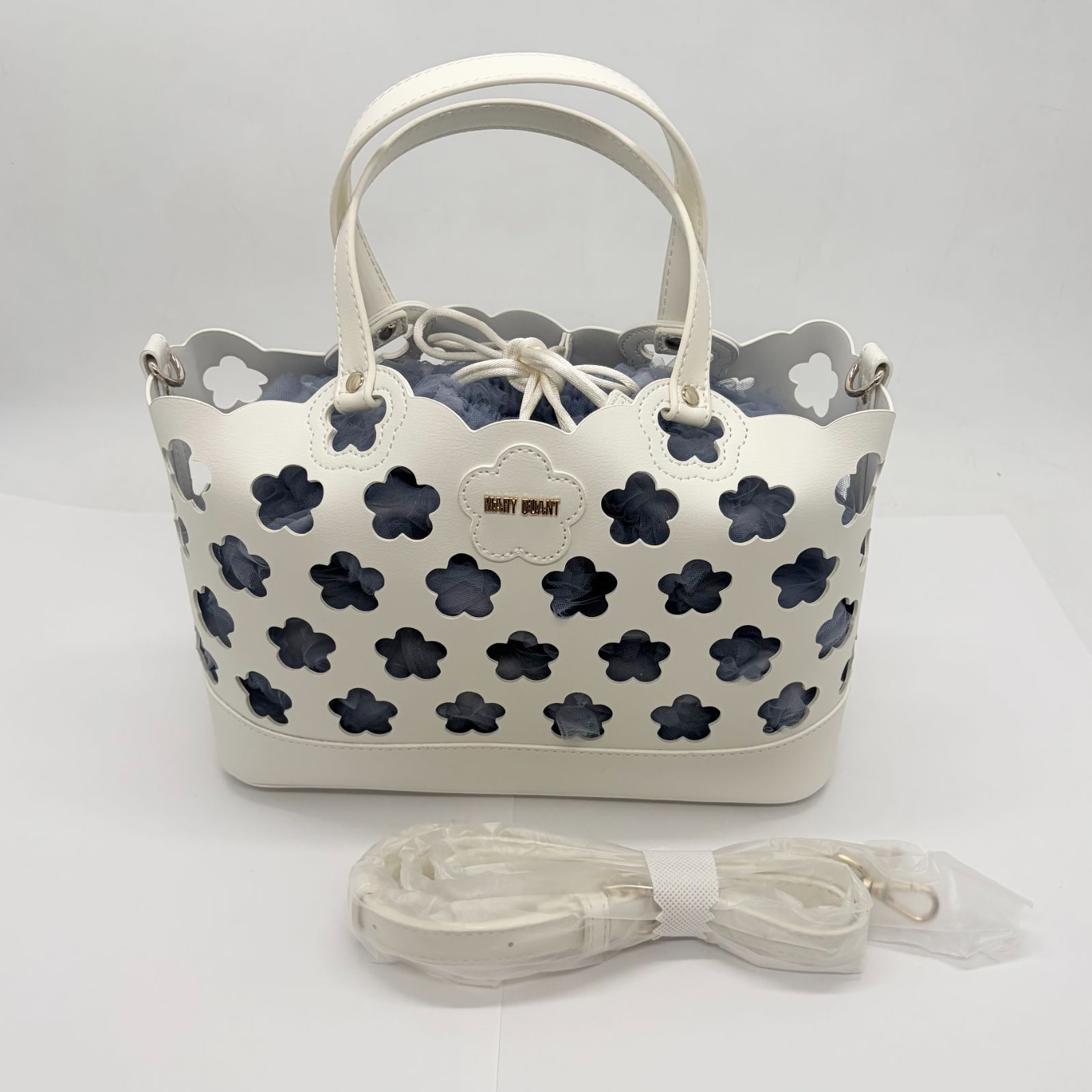◎S054 MARY QUANT マリークワント パンチングデイジー2WAY ミニトート 