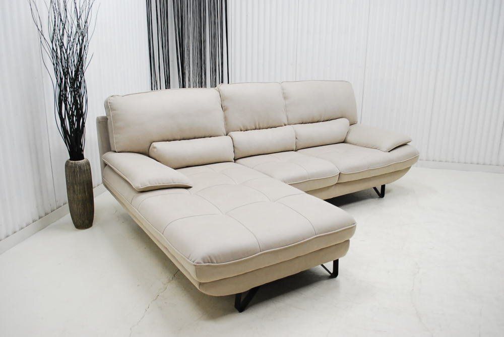 現品限り】カウチソファ(座って右カウチ) L型 スタイリッシュモダン