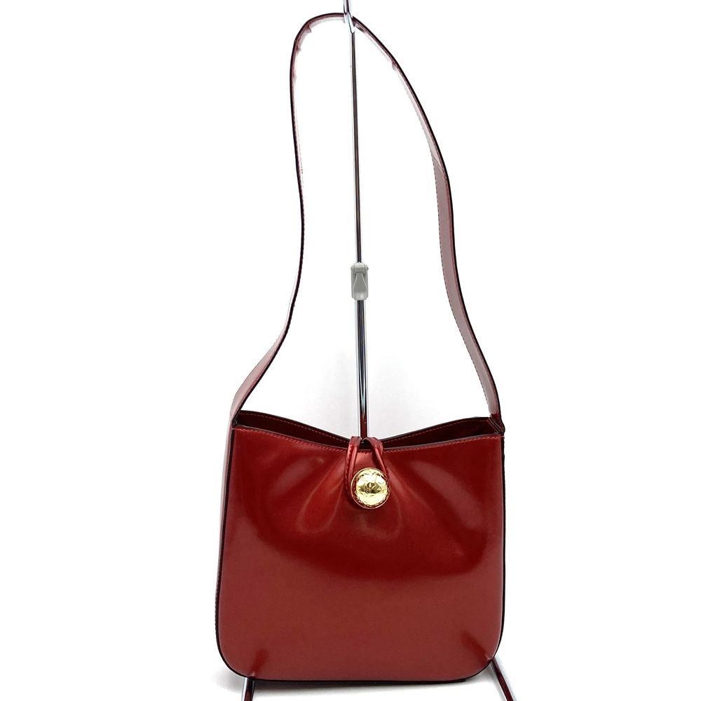 CELINE セリーヌ ショルダーバッグ ハンドバッグ オールド ヴィンテージ レザー パテント エナメル レッド レディース