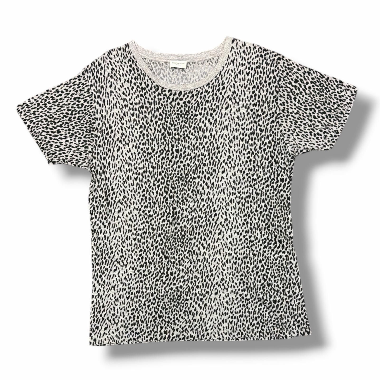 SAINT LAURENT 14AW ベイビーキャット レオパード 半袖Tシャツ エディ期 総柄 カットソー サンローラン 361938 グレー XXL （13192M）