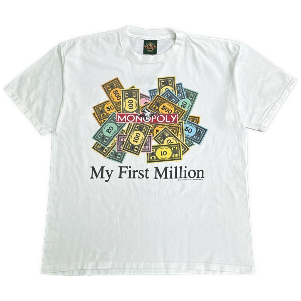 90年代 USA製 MONOPOLY モノポリー 半袖Ｔシャツ ゲーム ホワイト(メンズ XL)中古 古着 Y2919