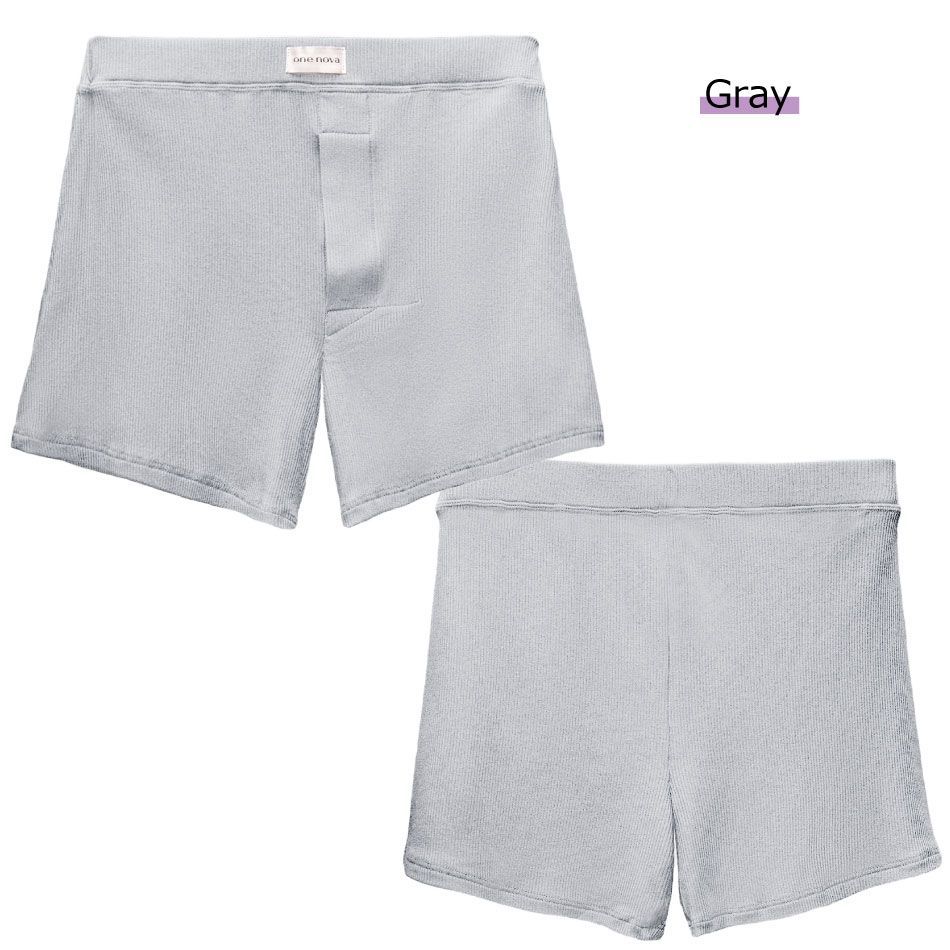 新品 ワンノバ ユニセックス リブド ボクサー ショーツ グレー ONE NOVA Ribbed Boxer Shorts (UNISEX) Gray メリノウール ワンノヴァ 自然素材 汗の蒸れと臭いを徹底解消