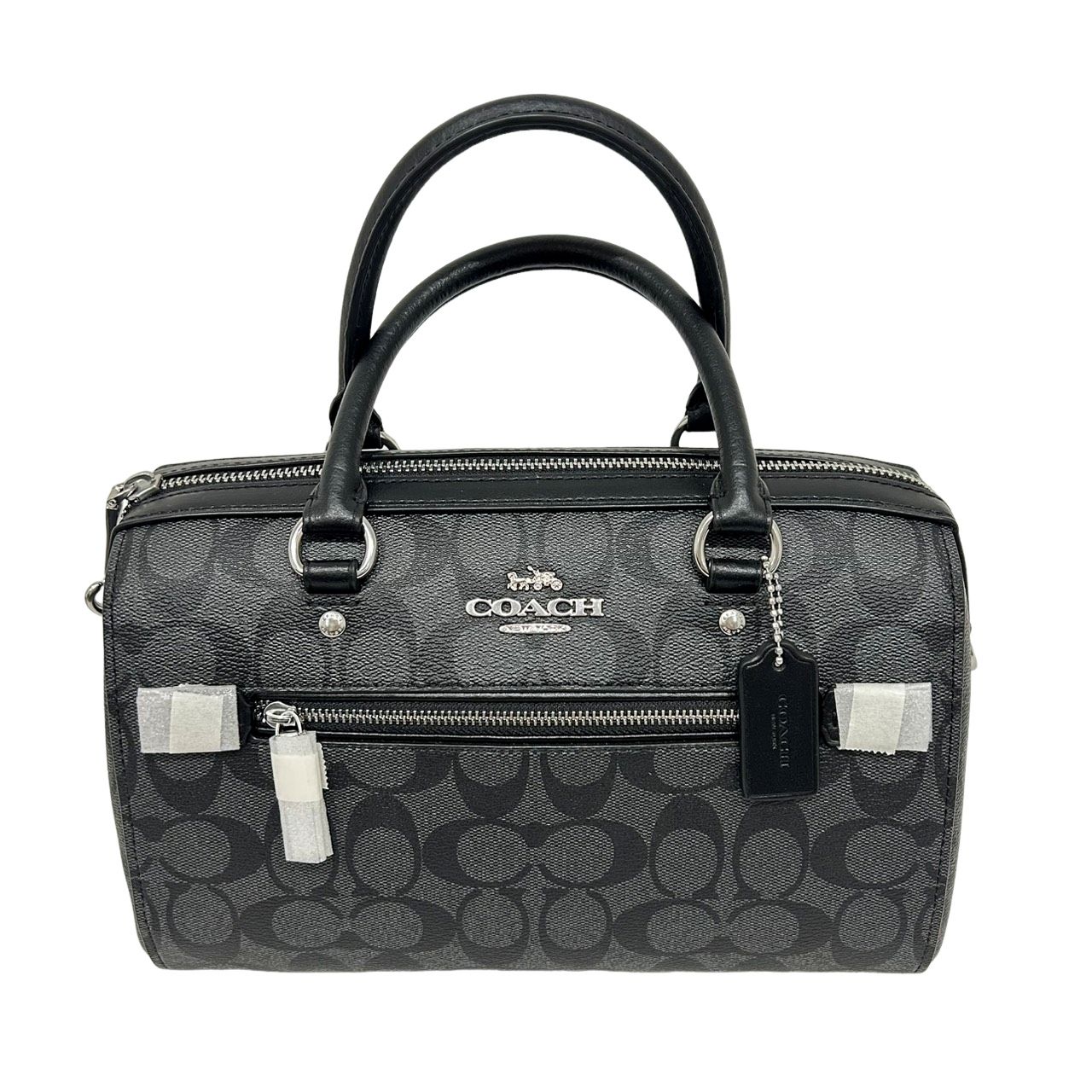 COACH ローワンサッチェル F83607 ブラック PVCレザー 2wayバッグ