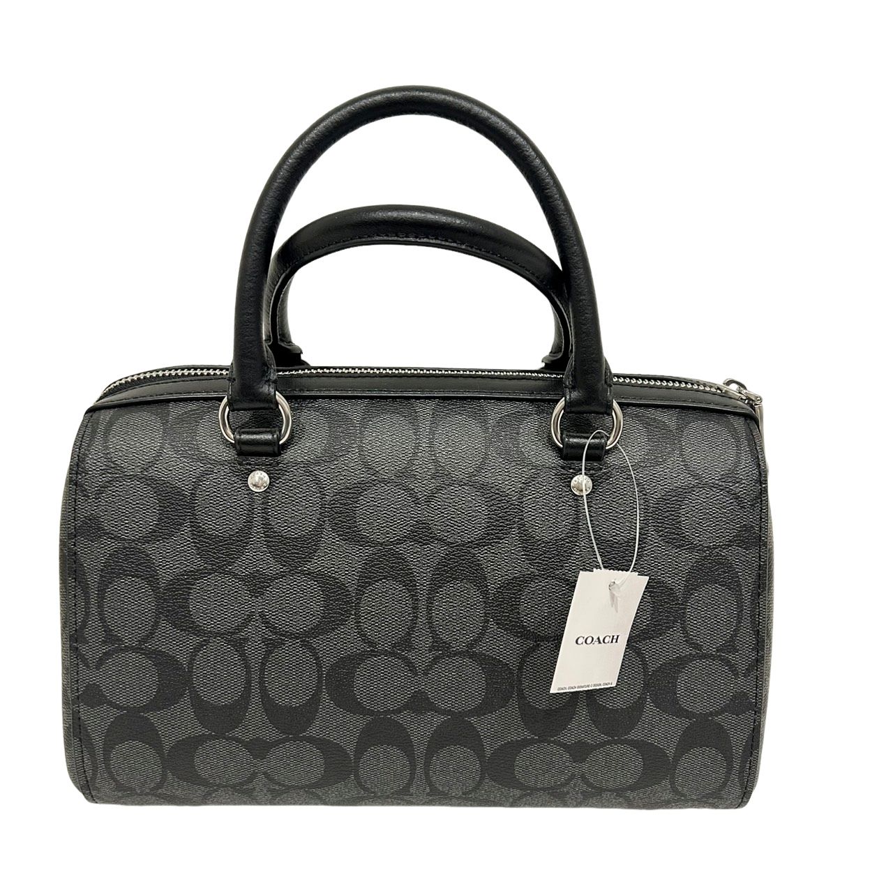 COACH ローワンサッチェル F83607 ブラック PVCレザー 2wayバッグ