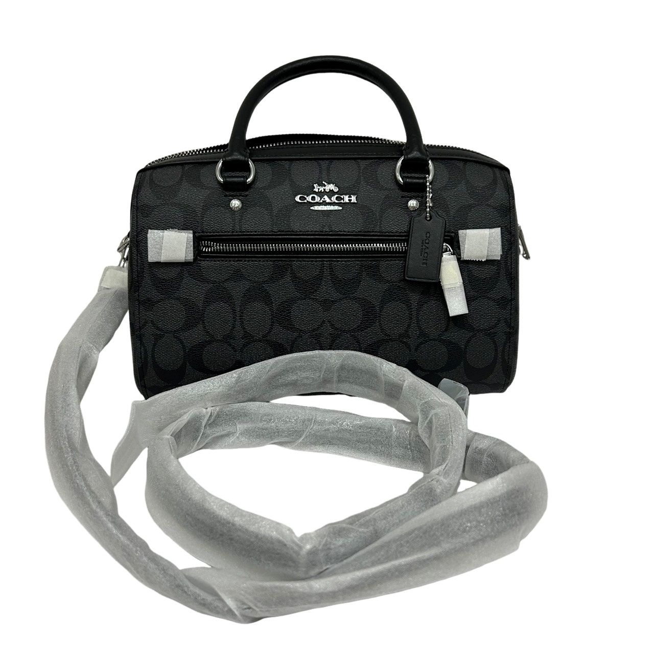 COACH ローワンサッチェル F83607 ブラック PVCレザー 2wayバッグ 