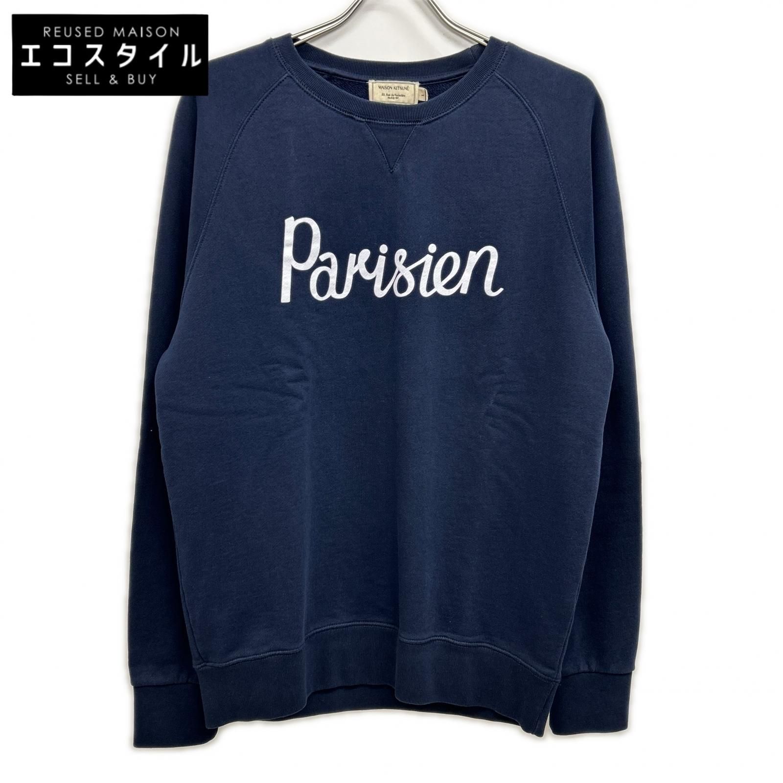 MAISON KITSUNE　メゾンキツネ　ネイビー フロントプリント スウェット　L