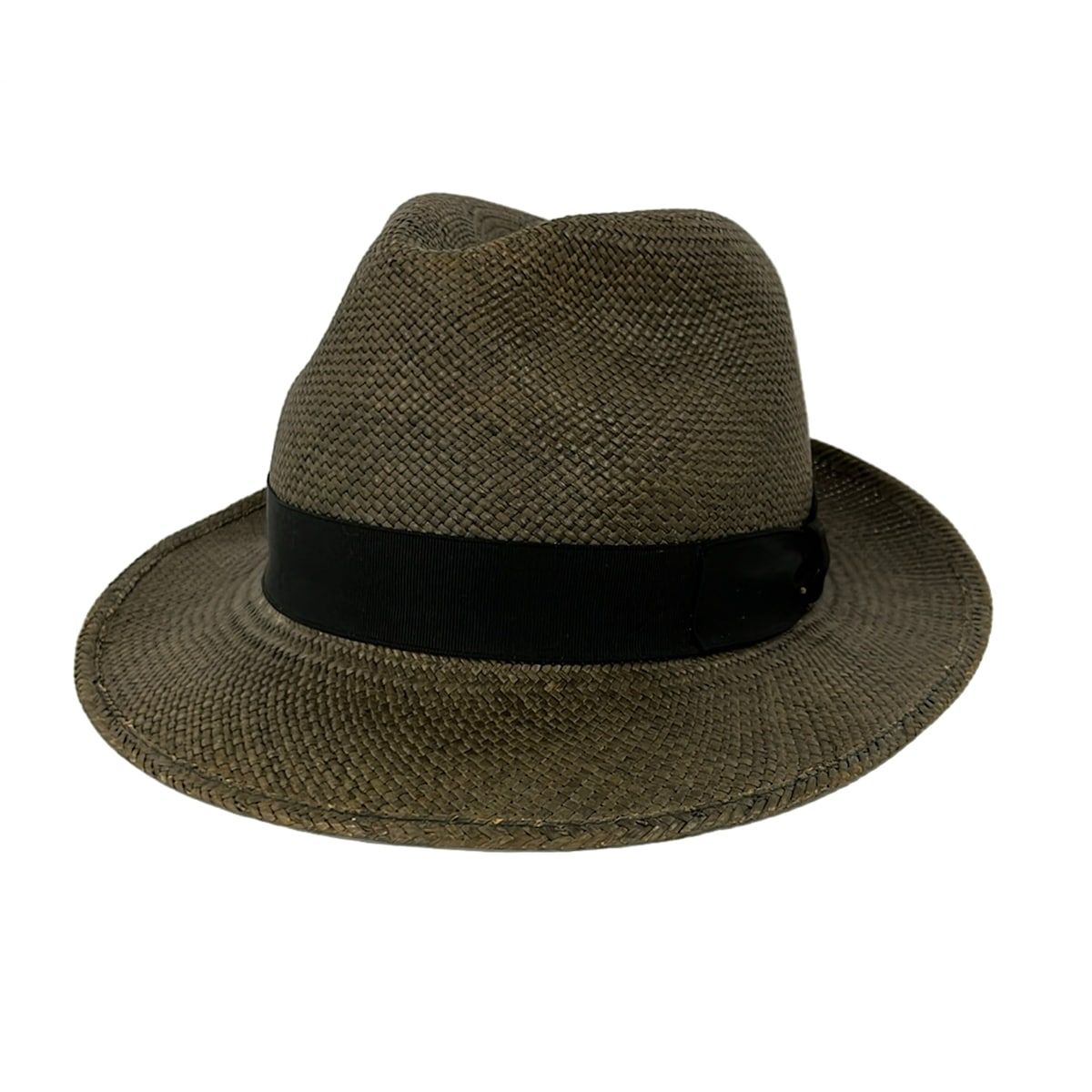 Borsalino(ボルサリーノ) ハット 57 - カーキ×黒 ストローハット/リボン