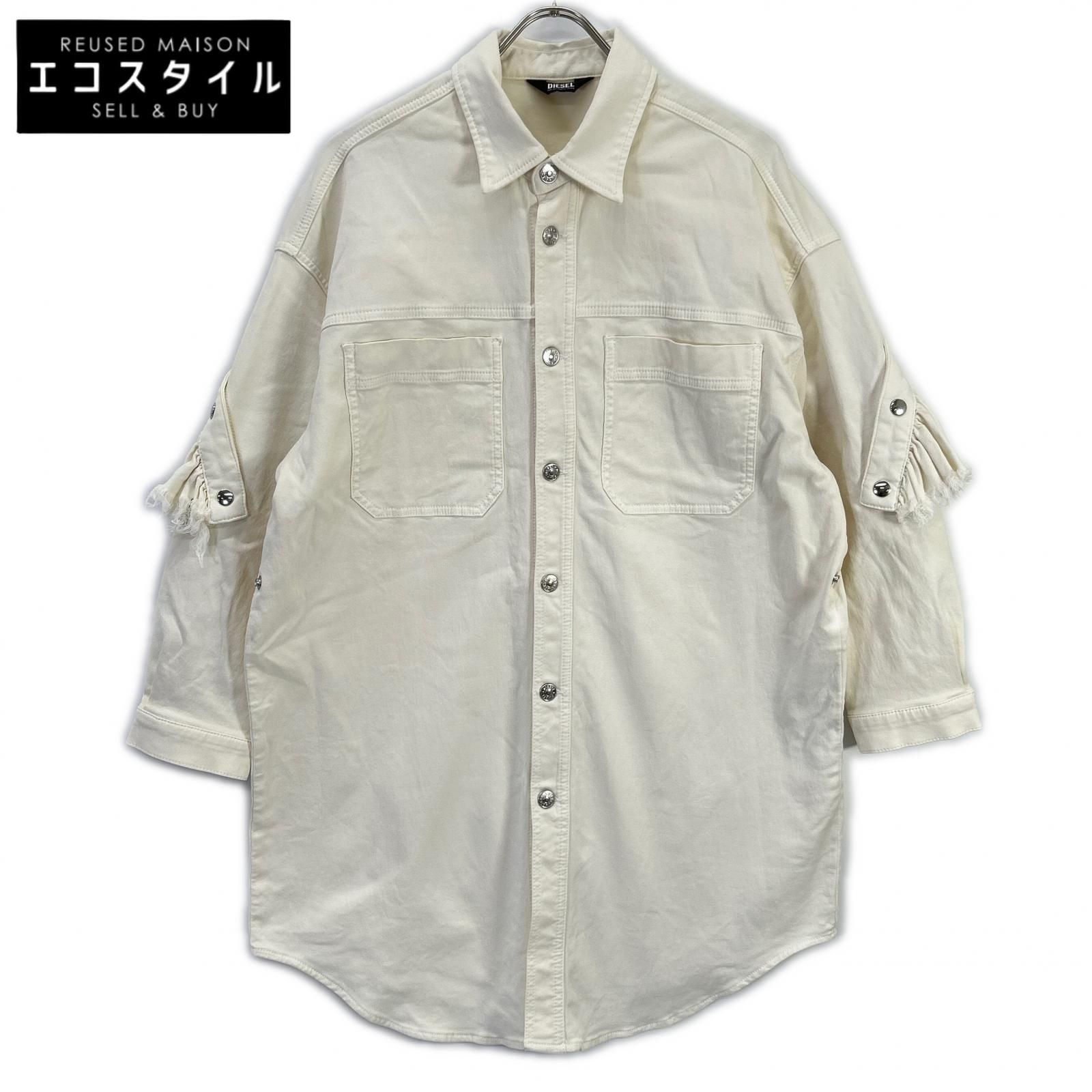 DIESEL　ディーゼル　ホワ色 フリルデザイン デニムシャツ　XXS