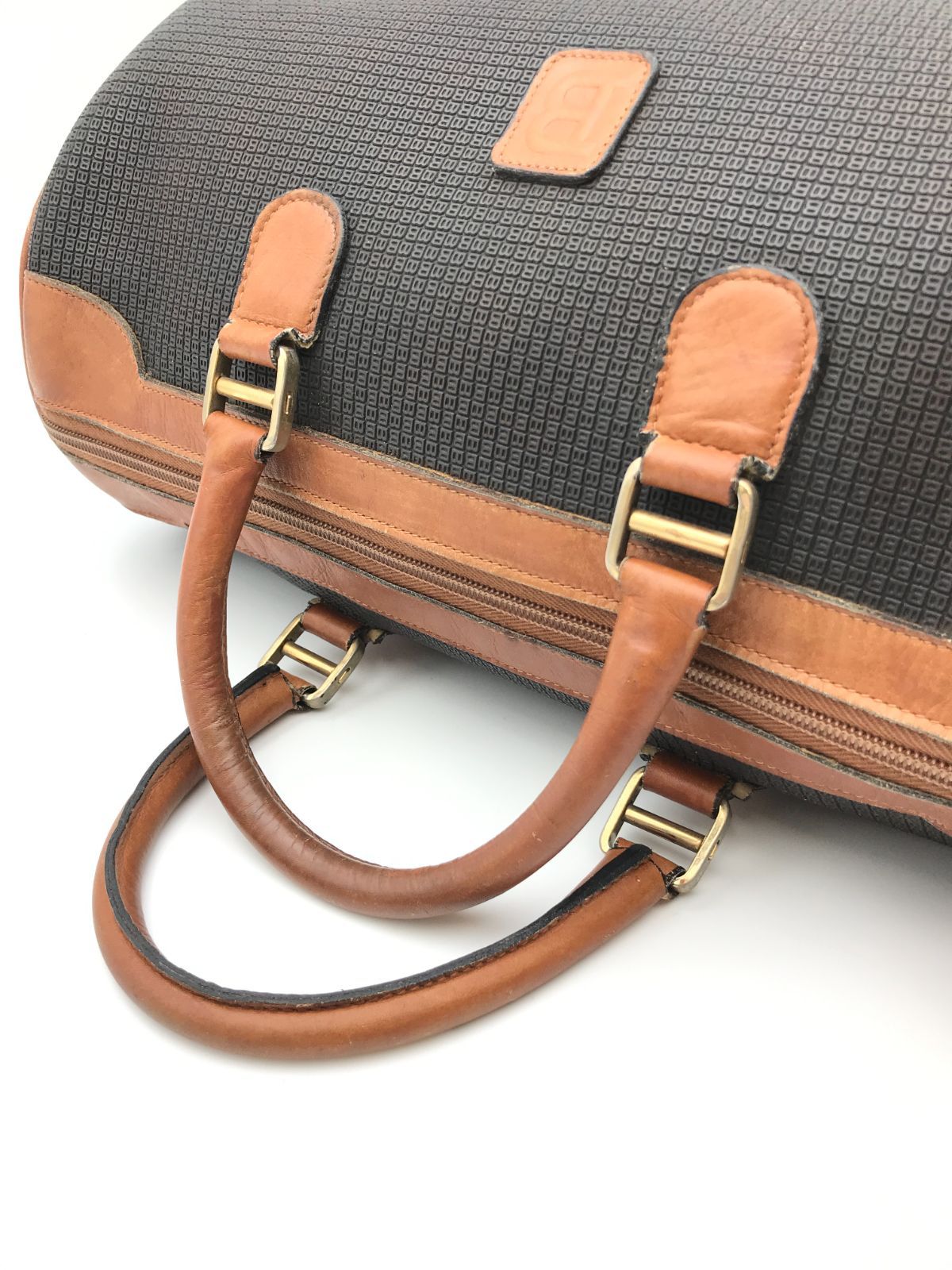 Bally バリー ボストンバッグ ミニボストン Bロゴ総柄 PVC×レザー