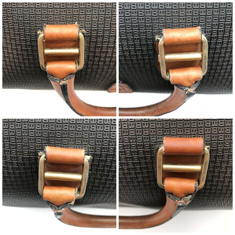 Bally バリー ボストンバッグ ミニボストン Bロゴ総柄 PVC×レザー