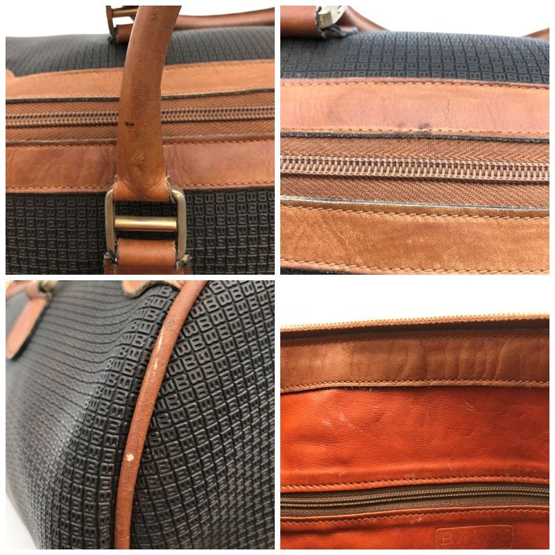 Bally バリー ボストンバッグ ミニボストン Bロゴ総柄 PVC×レザー