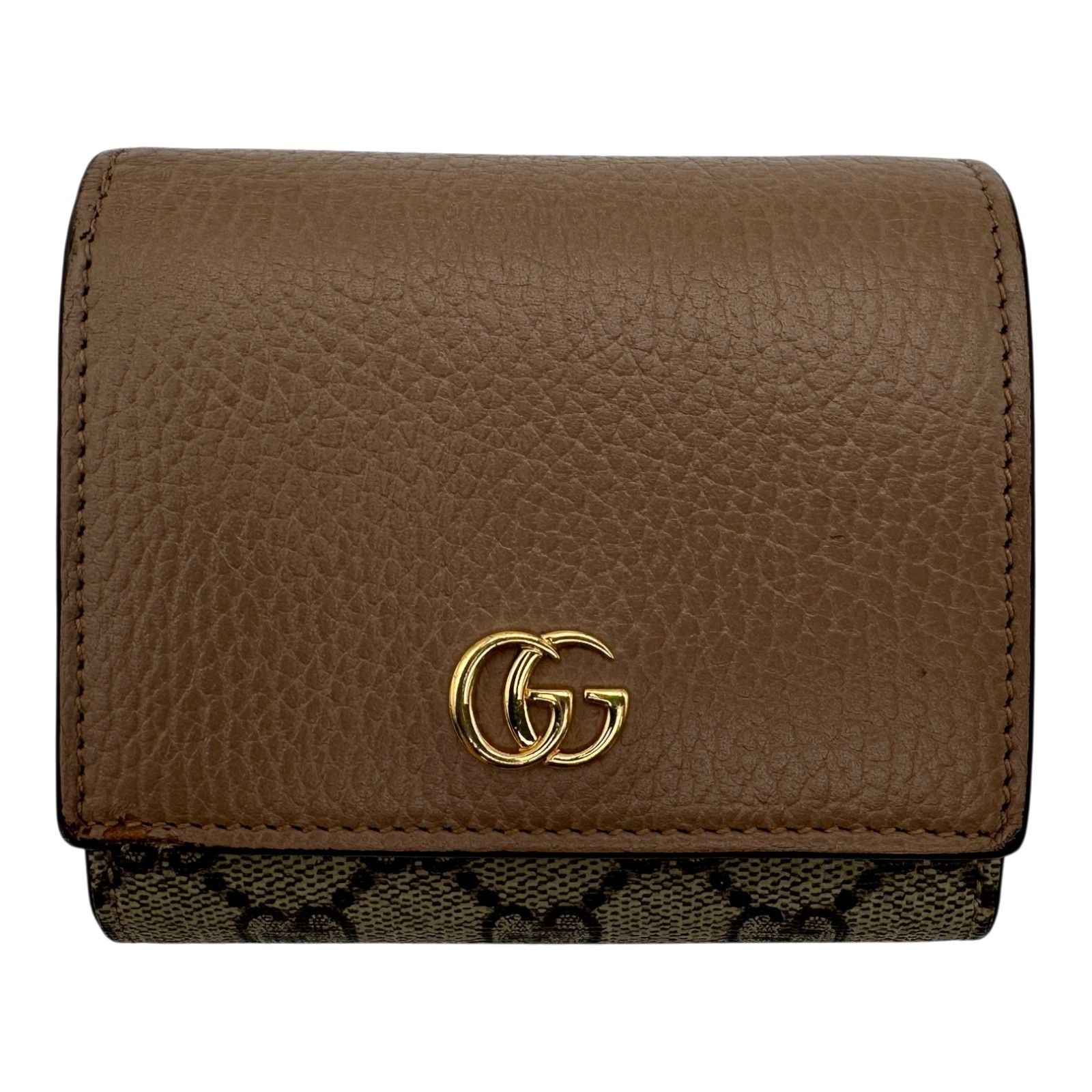 グッチ GUCCI ダブルG バイカラーミディアムウォレット 598587 ピンクベージュ GGスプリーム/レザー レディース 二つ折り財布