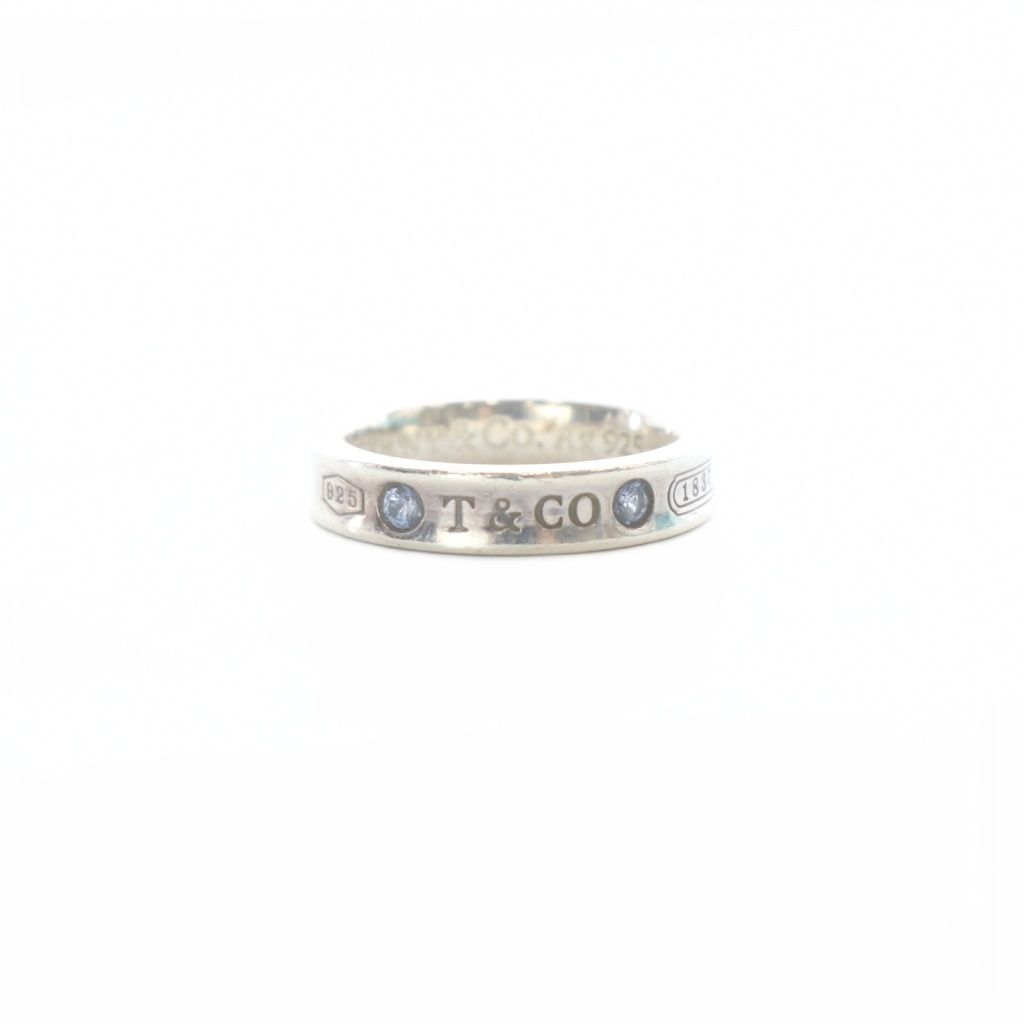 ティファニー TIFFANY & CO. 指輪 925 ナローリング 2Pサファイア リング 7.5号 シルバー 1837