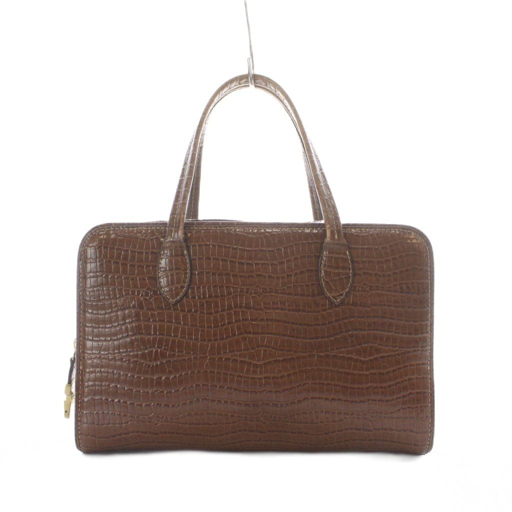 トゥティエ TOUT Y EST SAC LOQUET SMALL ロケ スモールバッグ 型押し ハンドバッグ レザー CROCO BROWN 茶色 ブラウン /RI ■OS