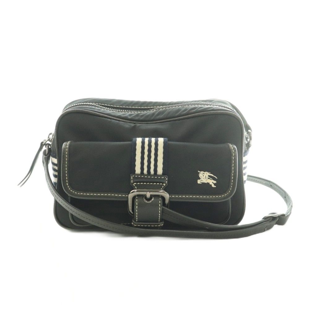 バーバリーブルーレーベル BURBERRY BLUE LABEL ショルダーバッグ スクエア型 ナイロン レザー 黒 ブラック ZAE44-442-09 /MI ■OS