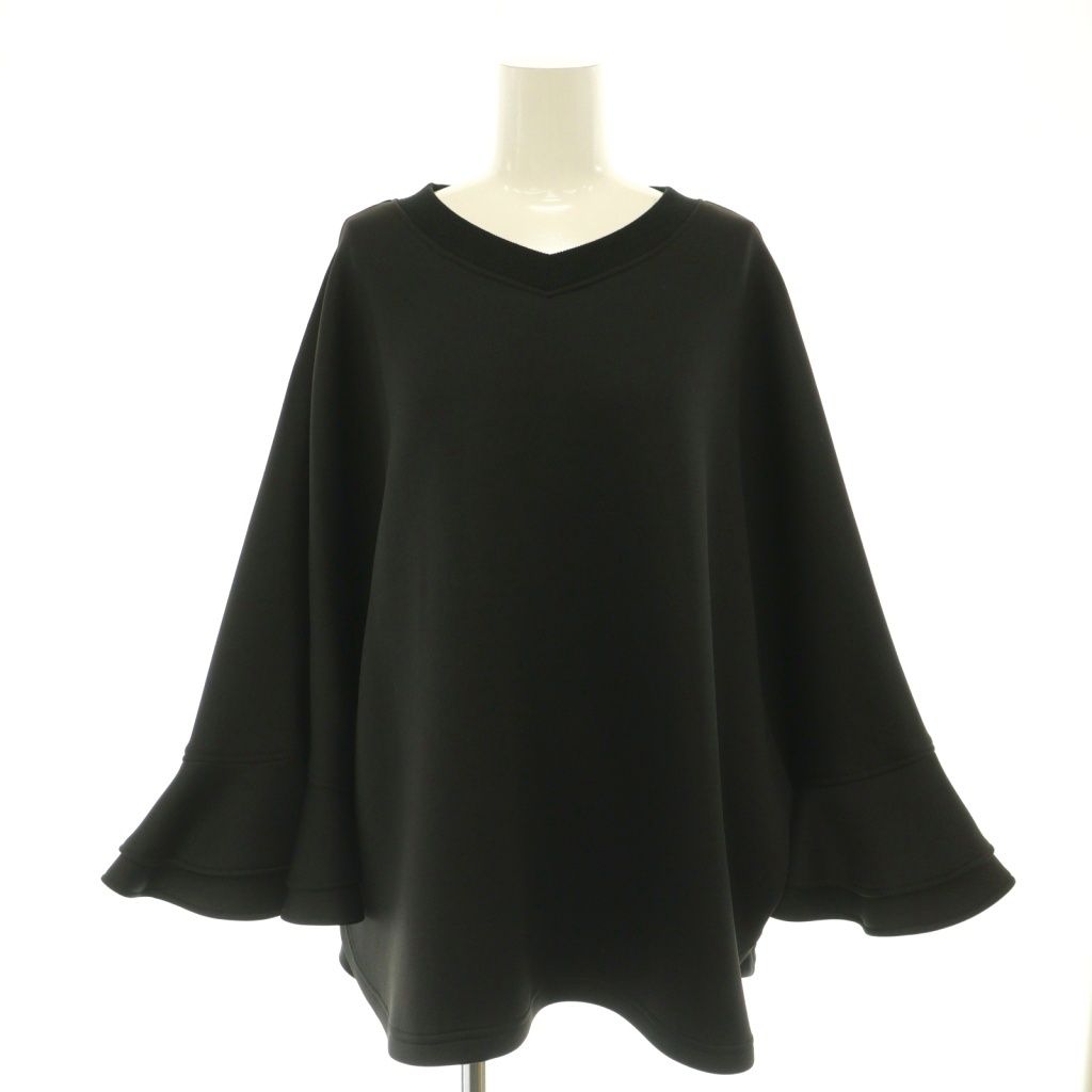 ダブルスタンダードクロージング ダブスタ DOUBLE STANDARD CLOTHING 24AW フリルスリーブポンチョ コート プルオーバー F ブラック /CX ■OS