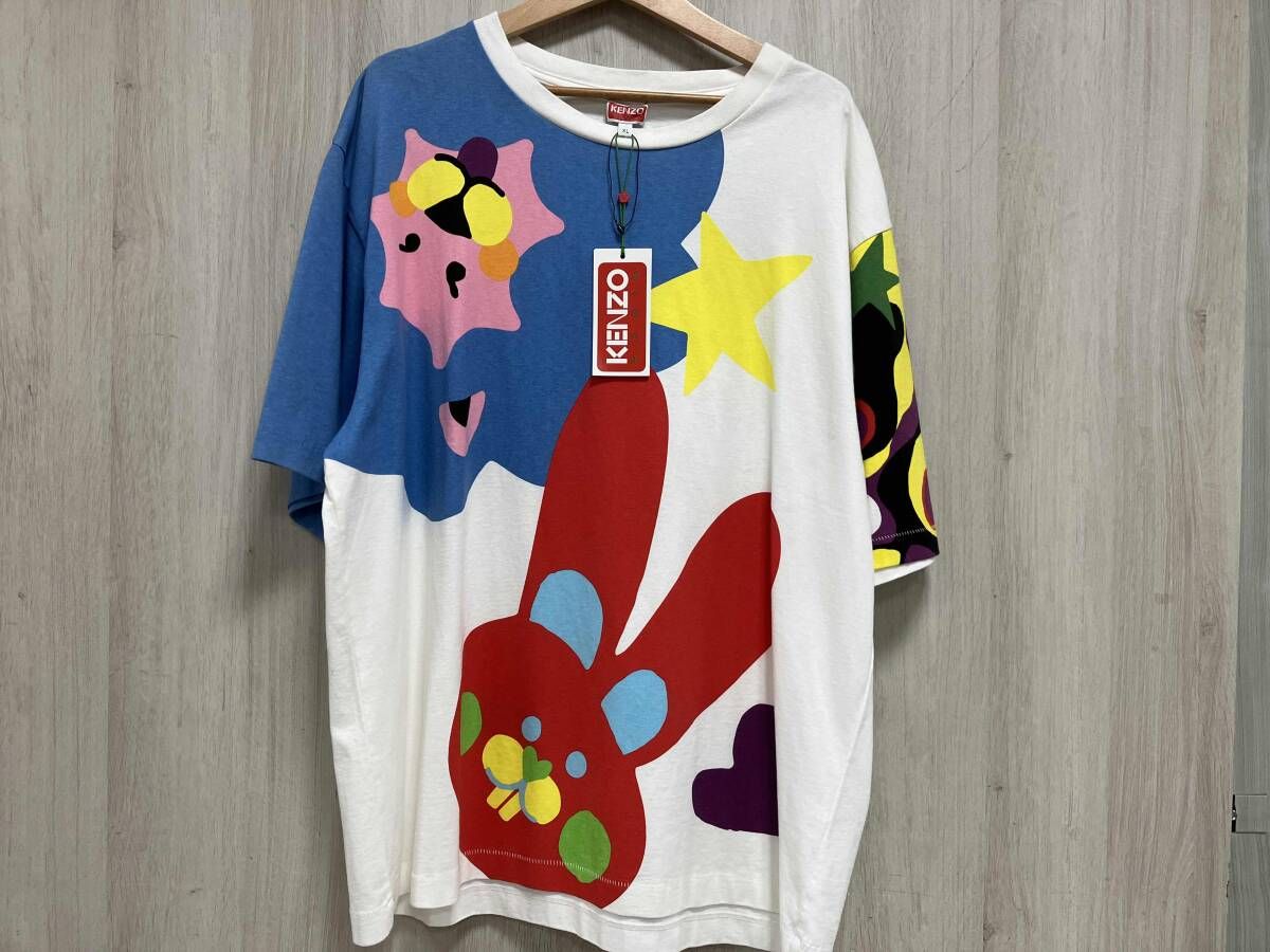 KENZO/ケンゾー/半袖Tシャツ/オーバーサイズ/FD55TS4504SY/ライオン/ウサギ/size XL/オフホワイト