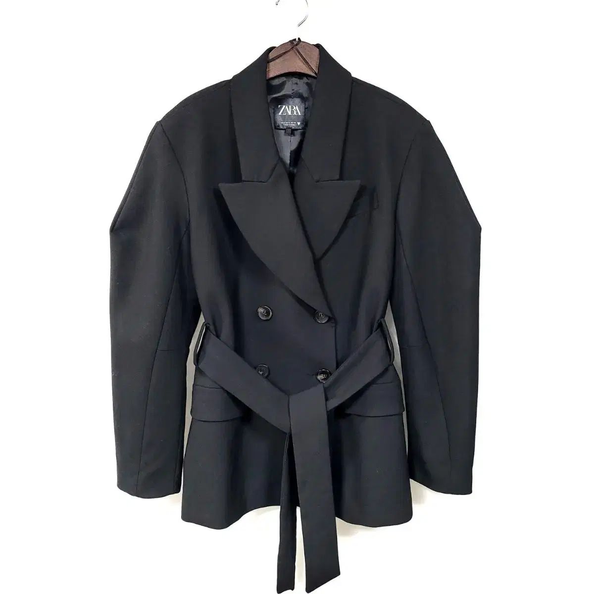 ZARA ザラ ベルト付き ダブル ブレスト ブラック ブレーザー d519
