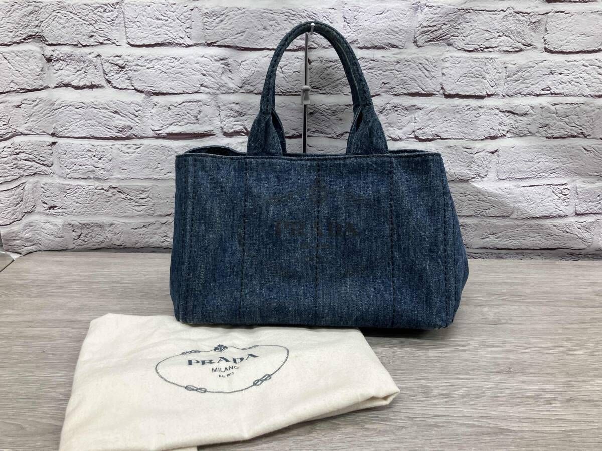 PRADA 7A カナパ デニム ハンドバッグ