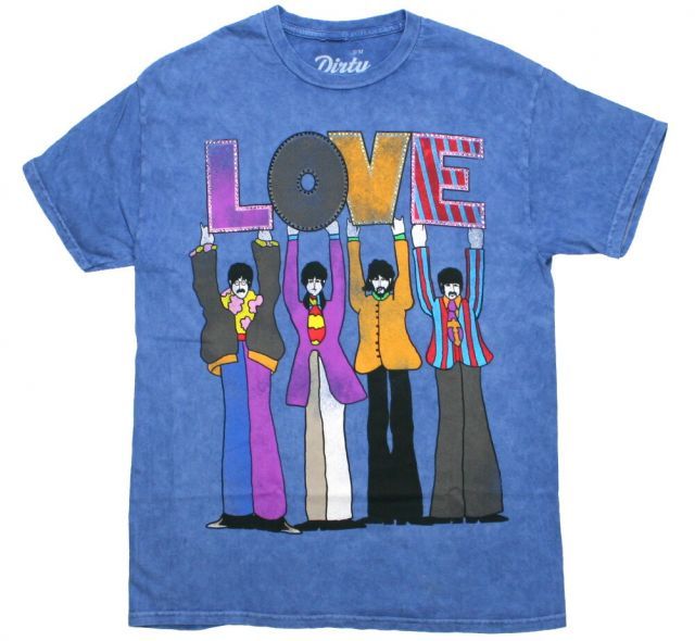 [Dirty Cotton Scoundrels] The Beatles / Yellow Submarine Love Spelled Out Tee (Blue Shadow) - ザ・ビートルズ Tシャツ