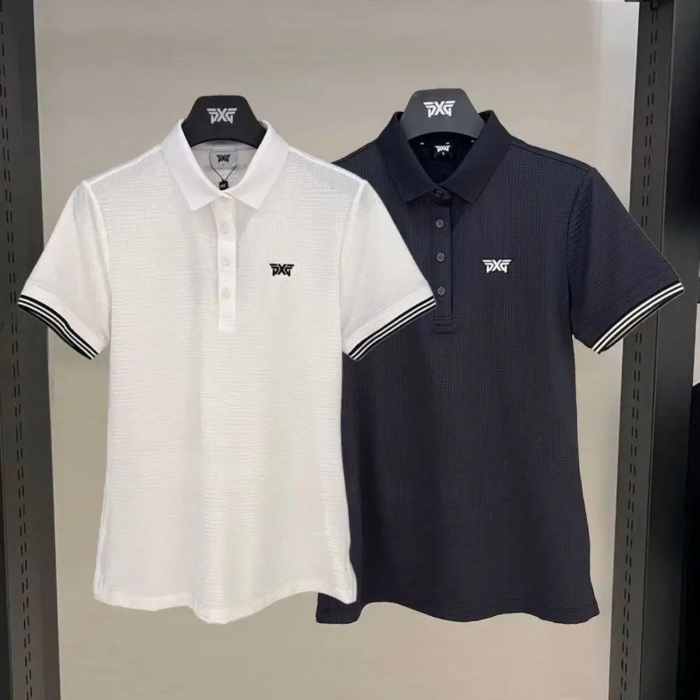 (当日配送) PXG ゴルフ 半袖 カラーTシャツ 白/ブラック