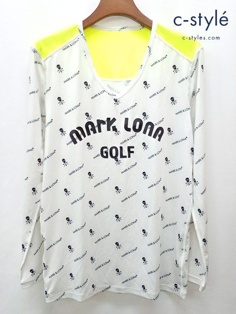 D803 [未使用品] MARK&LONA マークアンドロナ インナーシャツ 50 ホワイト 長袖 Vネック ロンT ゴルフウェア MLM-3A-AU02 | ★