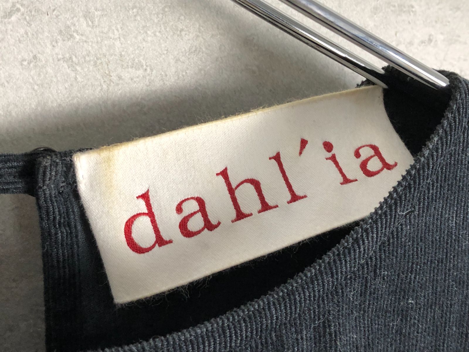 dahl'ia ダリア 細畝コーデュロイ ギャザー ワンピース ブラック 黒 定価¥30,800- 41-3-36