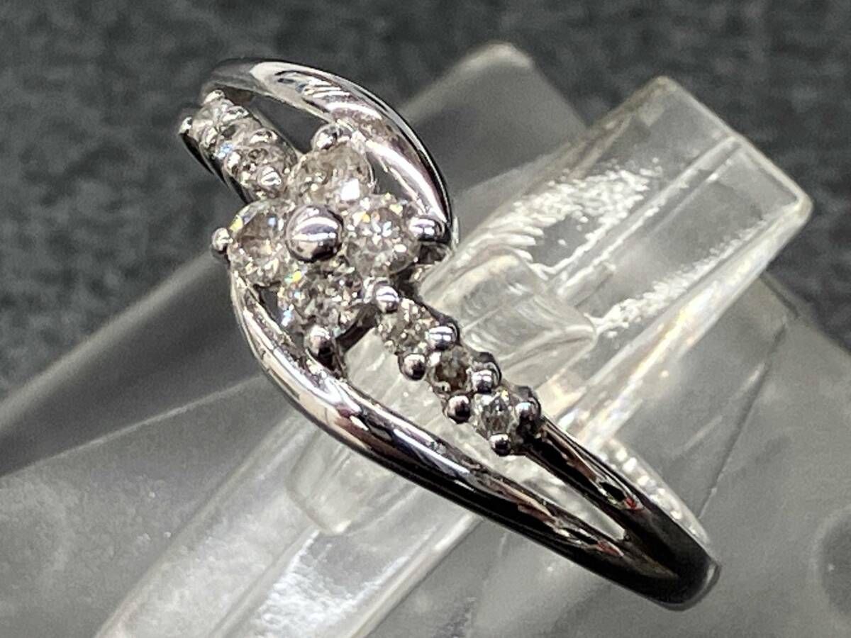 K10 ホワイトゴールド 天然ダイヤモンド D0.20ct ＃11 総重量1.2g リング 指輪 アクセサリー ソーティング付き 未仕上げ