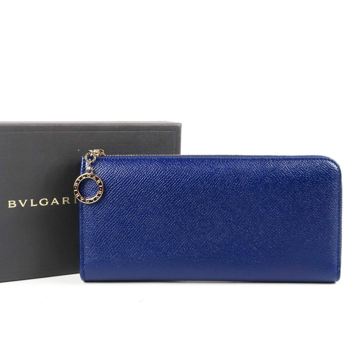 【新品同様・未使用】ブルガリ BVLGARI イタリア製 ビーゼロ 折り長財布 ジッピーウォレット ネイビー系 レザー【UR42】
