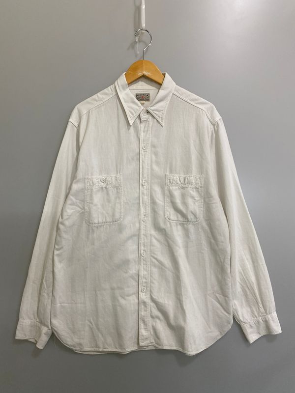 BUZZ RICKSON'S バズリクソンズ WHITE CHAMBRAY WORK SHIRT BR25996 ホワイト シャンブレー ワークシャツ 長袖シャツ トップス 【145-260609-yn-28-min】