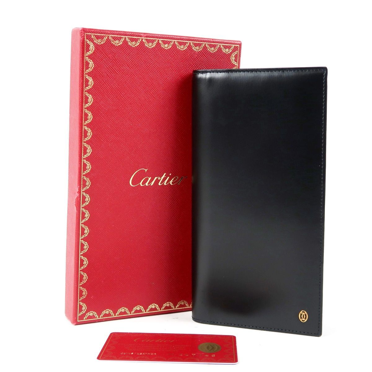 【超美品】Cartier カルティエ ブラック マスト 2C 二つ折り長財布 ブランド ブラック 小物【US2】