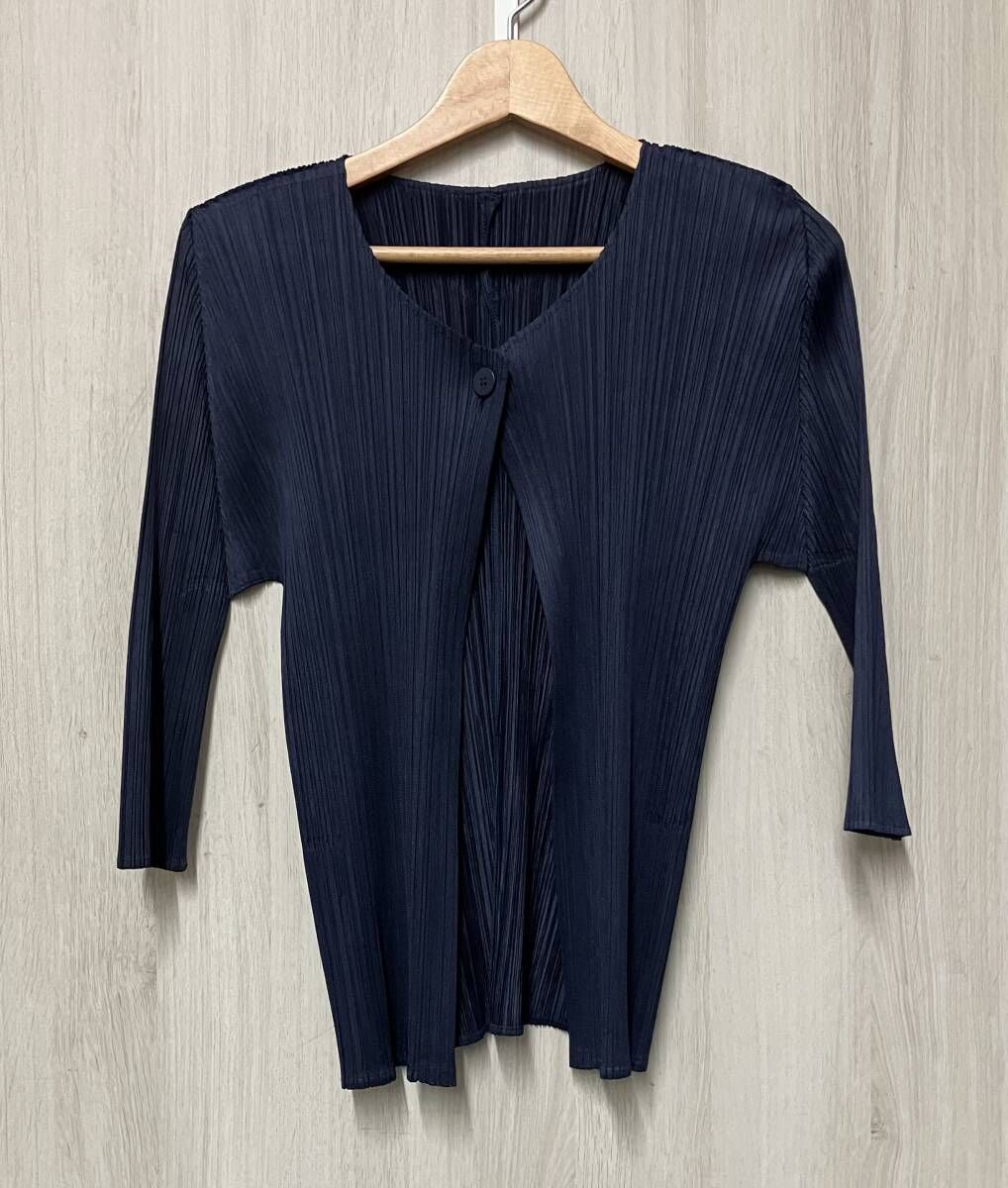 PLEATS PLEASE ISSEY MIYAKE/プリーツプリーズ イッセイミヤケ/カーディガン/PP41-j0205/サイズ3/ネイビー