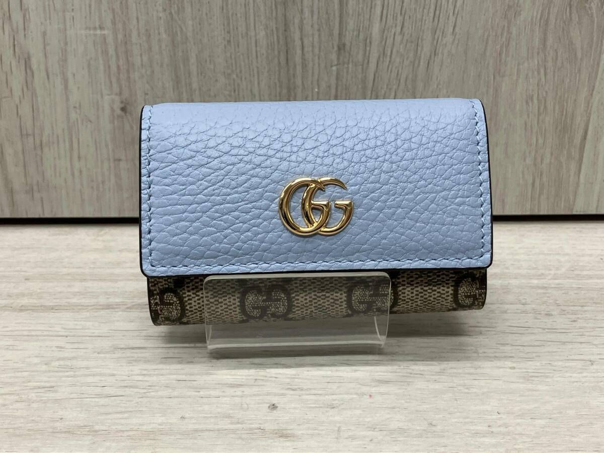 GUCCI GGスプリーム 456118・2149 6連キーケース ライトブルー