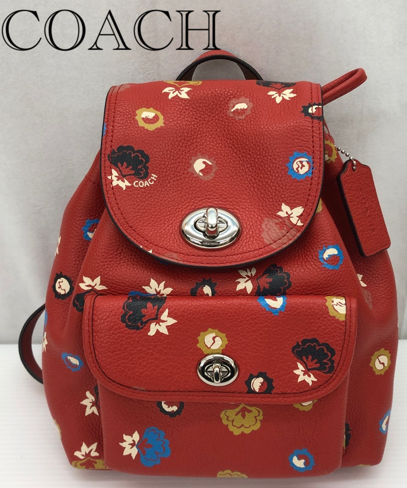 COACH コーチ フローラル ターンロック ミニリュック 花柄 レッド レディース レッド レディース 鞄_255067