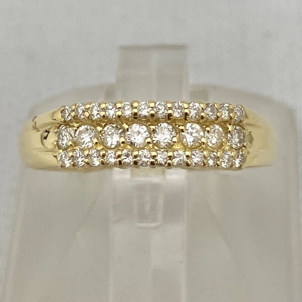 【新品仕上済】K18 天然ダイヤモンド 0.30ct 約11.5号 約2.60g リング 指輪 簡易鑑別書付