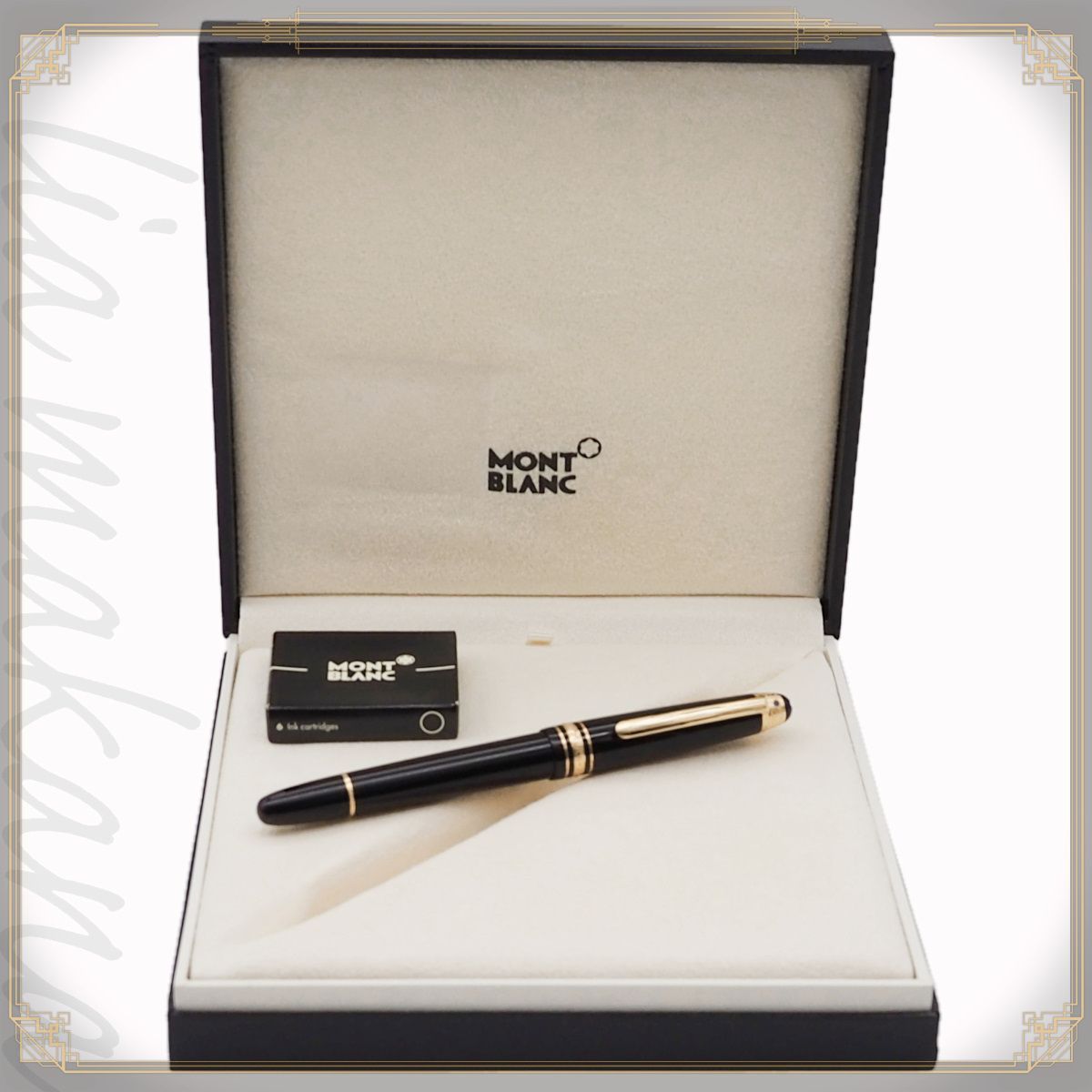 【中古】MONTBLANC モンブラン マイスターシュテュック クラシック 万年筆 M145 ユニセフ 2009年 カートリッジ コンバーター両用式 ブラック 黒 14Kゴールド ブルーサファイア 文房具 筆記具 高級筆記用具 ドイツ製 105605