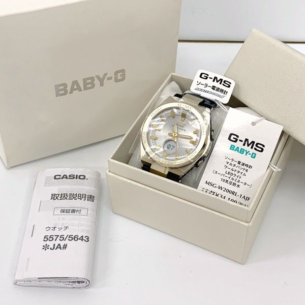 CASIO カシオ 腕時計 BABY-G G-MS ソーラー電波時計 MSG-W200RL-1AJF 新品同様 アナログ デジタル 付属品付き 合成皮革バンド スタイリッシュ レディース ブラック ゴールド 時計 DF19272■
