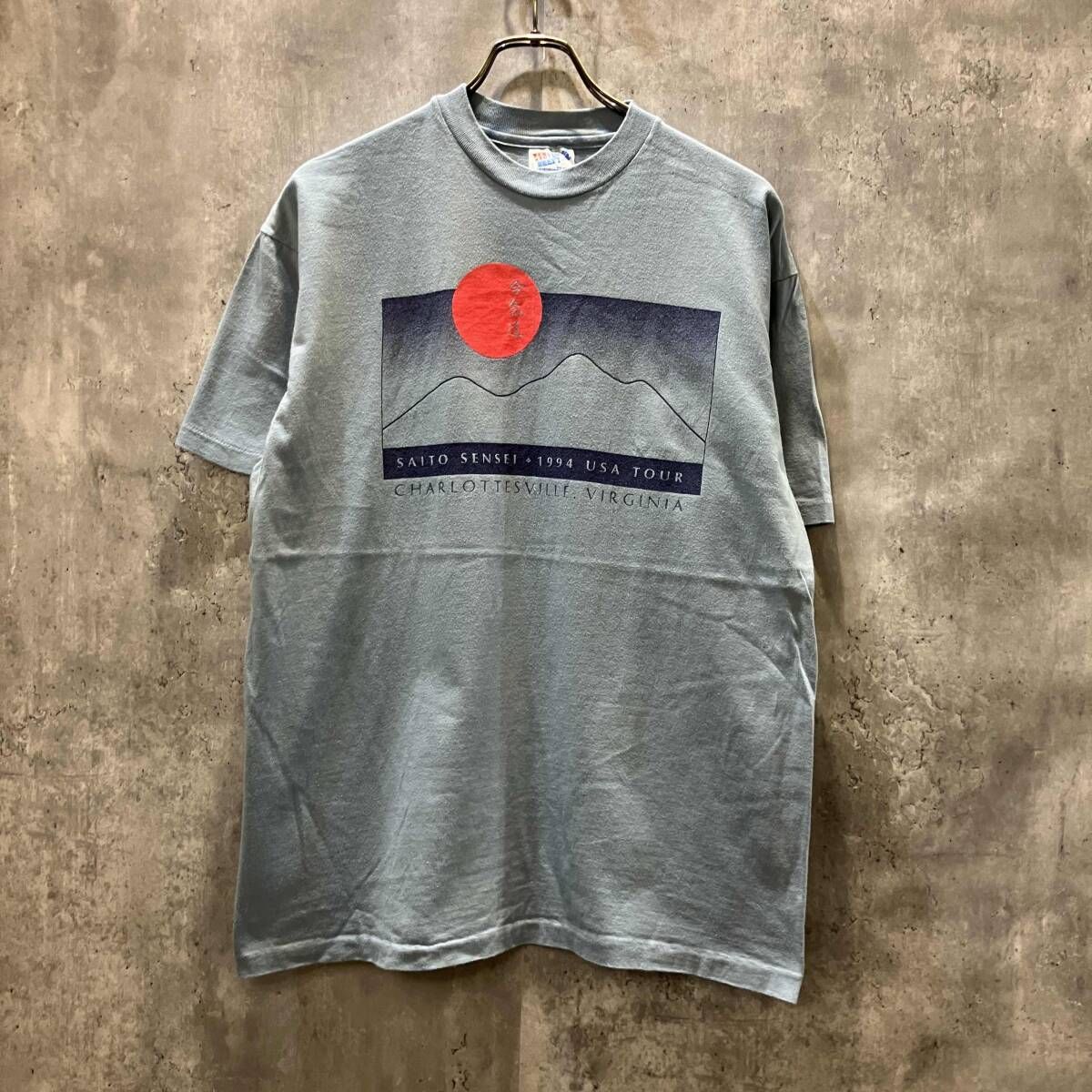 90s USA製 Hanes 半袖Tシャツ 合気道 斉藤 守弘 1994 USA TOUR size L ライトブルー ヘインズ