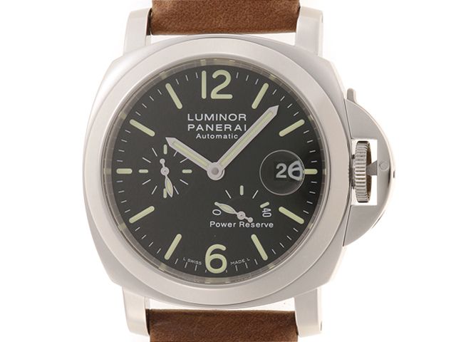 PANERAI パネライ ウォッチ ルミノール パワーリザーブ 時計 PAM00090 腕時計 ステンレススチール シルバー 自動巻き ブラック文字盤 メンズ【中古】436
