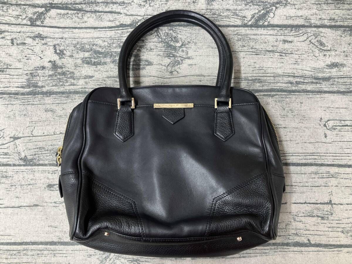 Agnes b アニエスベー トートバッグ ハンドバッグ 牛革 BLK