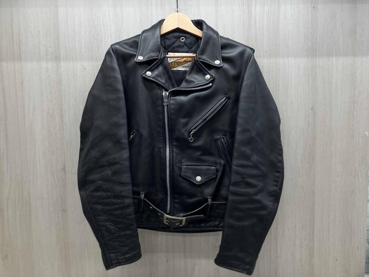 通年 SCHOTT ショット ダブルライダースジャケット レザージャケット バイカー バイカータグ後期 34 ブラック
