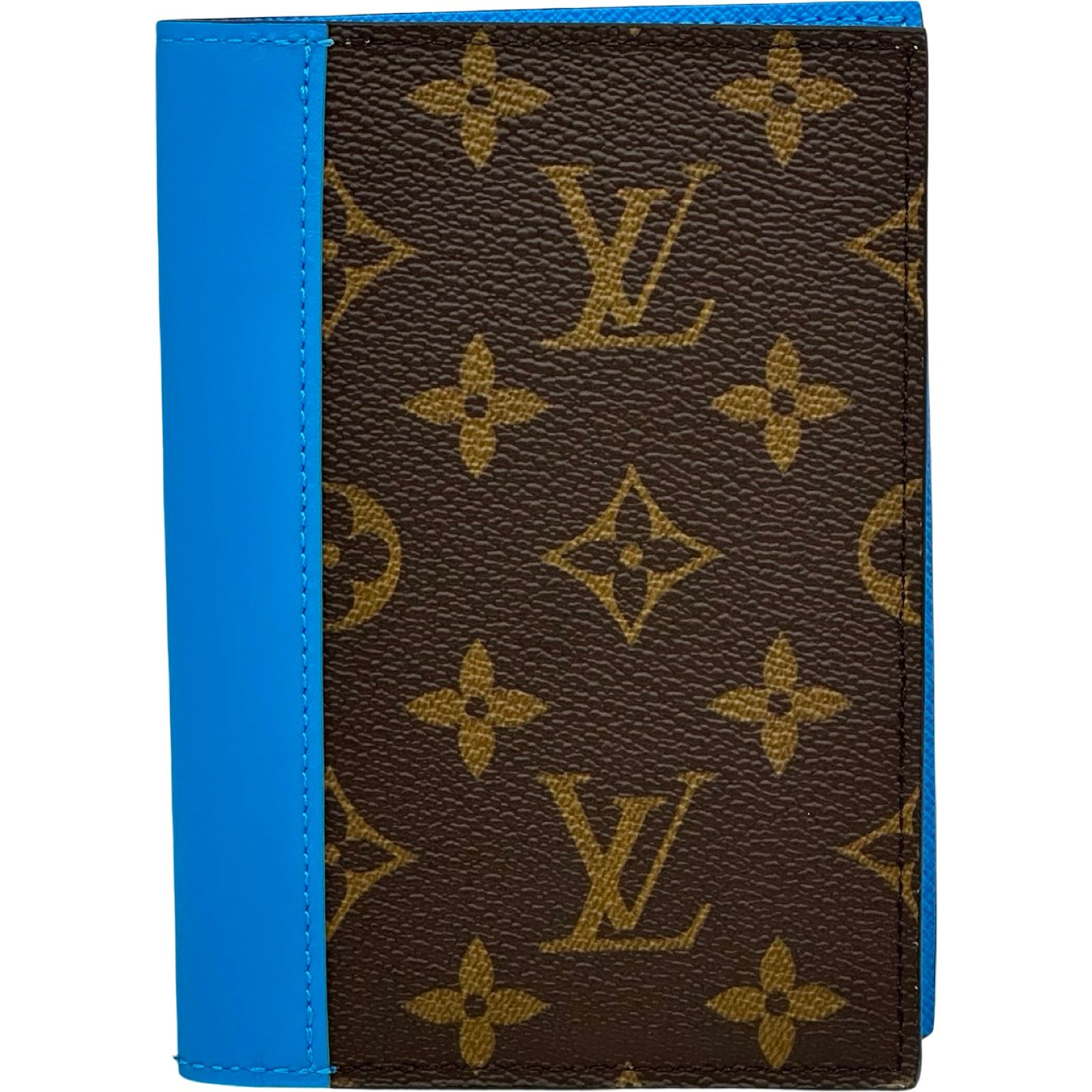 ルイ・ヴィトン LOUIS VUITTON クーベルテュールパスポールNM M12821 ブラウン/ブルー モノグラム・マカサー ユニセックス パスポートケース