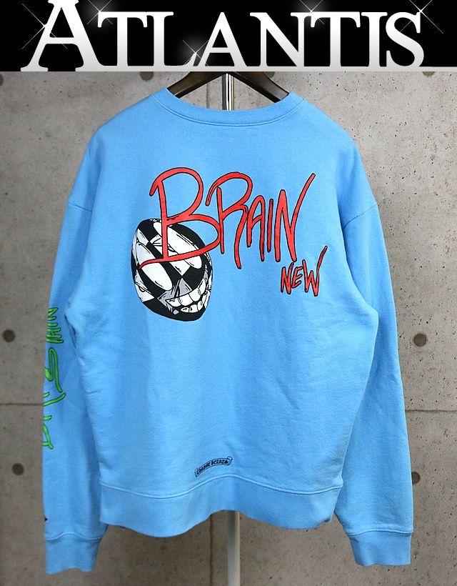 CHROME HEARTS 銀座店 クロムハーツ PPO MATTY BOY BRAIN NEW プリント クルーネック スウェット 長袖 メンズ size:L ブルー 103476