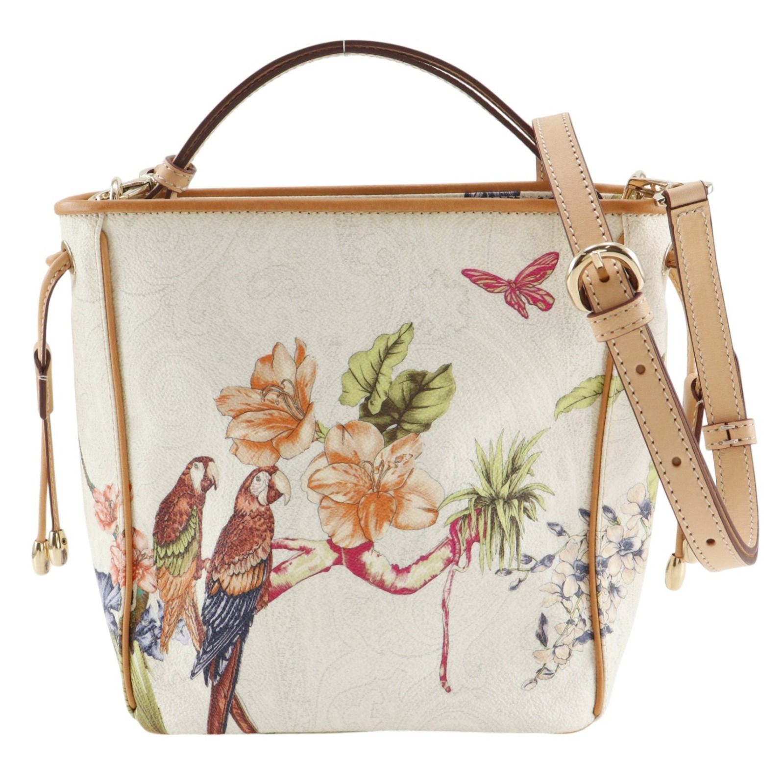 【ETRO】エトロ 2WAYショルダー ペイズリー レザー 白 レディース ハンドバッグ
