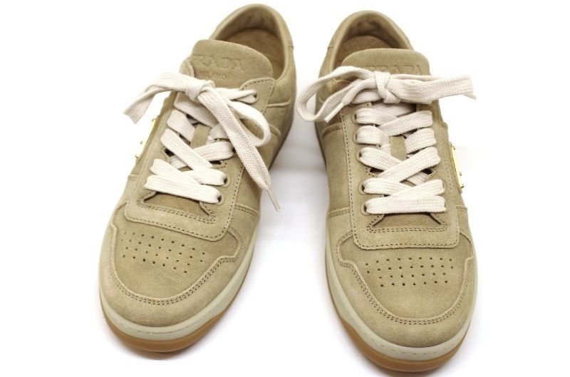 PRADA プラダ 靴 スニーカー くつ 1E792M スウェット スエード ベージュ レディース【中古】