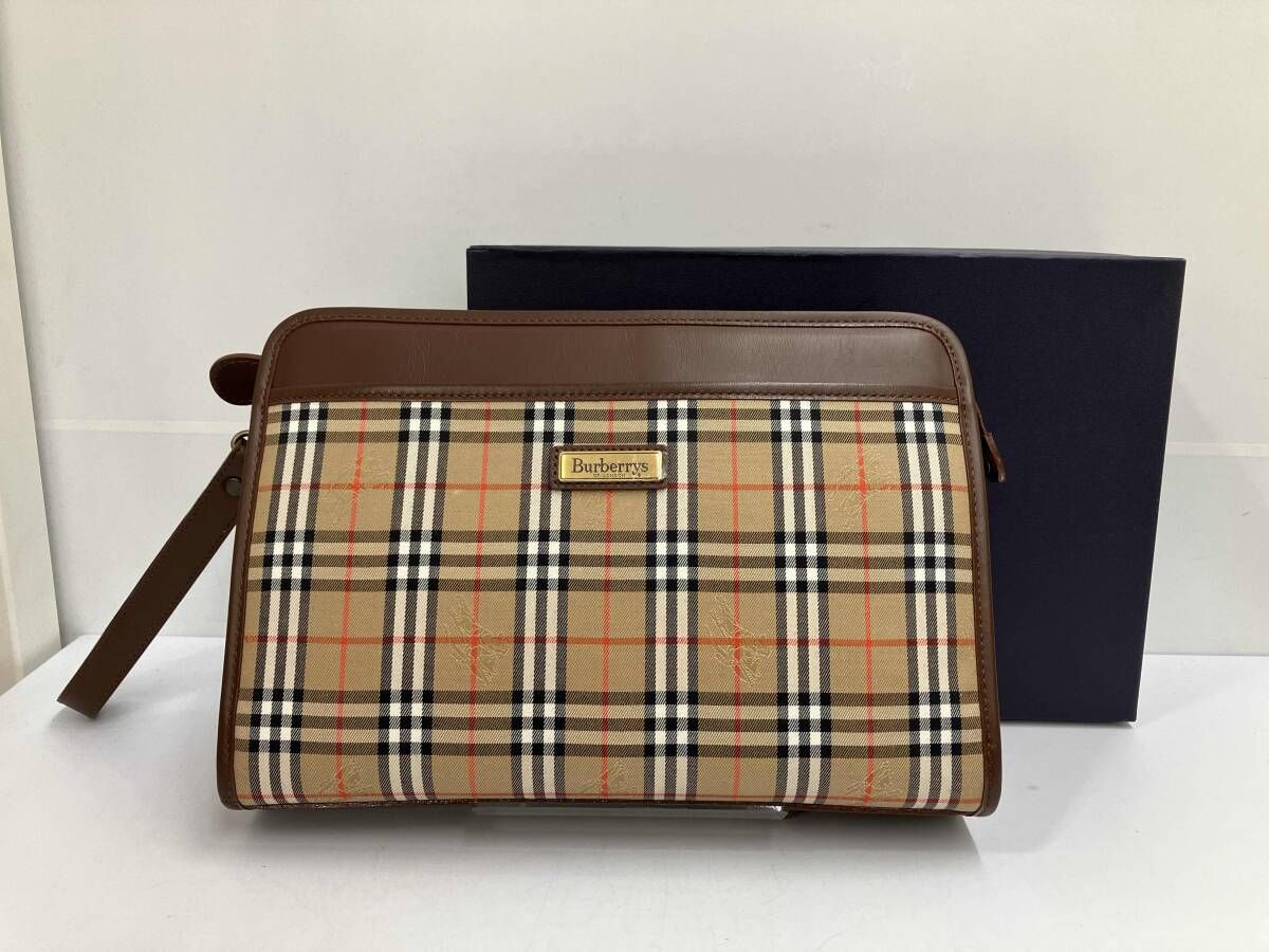 BURBERRY バーバリー クラッチバッグ セカンドバッグ ノバチェック シャドーホース レザー ベージュ ブラウン ヴィンテージ